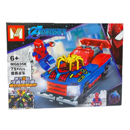 لگو هیرو مردعنکبوتی قهرمانان اونجرز (avengers) و ماشین لگو برند MG کد E