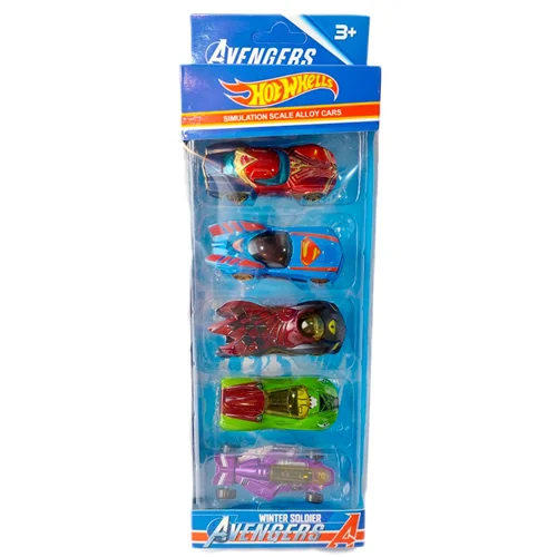 ست ماشین 5 عددی فلزی جعبه ای Hotwheel طرح شخصیت های اونجرز (avengers)