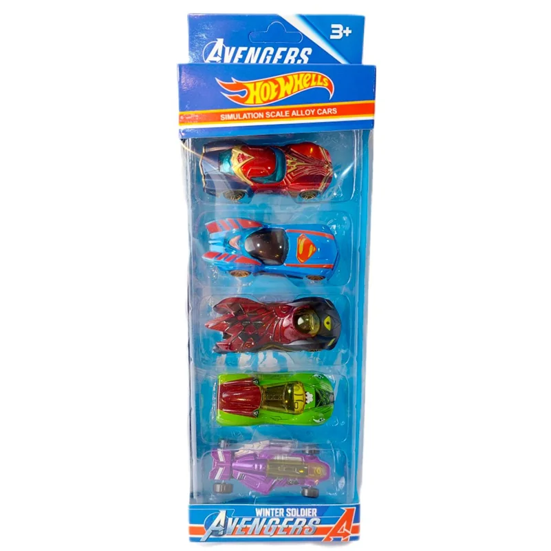 ست ماشین 5 عددی فلزی جعبه ای Hotwheel طرح شخصیت های اونجرز (avengers)